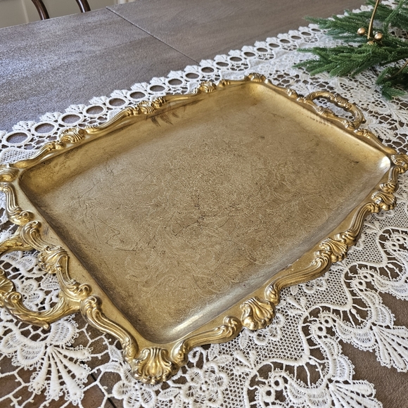 Vintage Serving Tray in Engraved Brass 1950s - Picture 9 of 12
